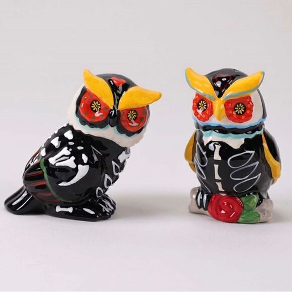 Sugar Skull Owl Salt and Pepper Set - Picture 1 of 2